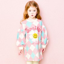 헤이미니 여아용 스마일 플라워 아가일 원피스