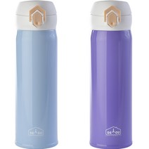 상상앤드 비비드 2중 진공 원터치 보온병, 스카이 + 퍼플, 500ml