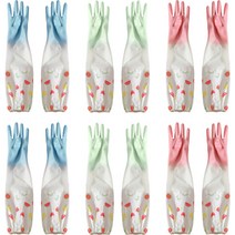 블럭마트 주방용품 밴드형 긴 고무장갑 양손 6종 세트, 중(M), 랜덤발송, 1세트