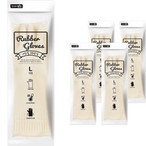 홈에디션명진 식품용 내추럴 고무장갑 양손 세트, 5세트, 아이보리, 대(L)