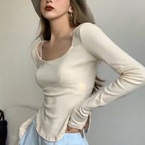 쥬앤코 여성용 스퀘어넥 이너 긴팔 티셔츠