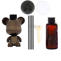 뉴베너 토이베어 2in1 차량 실내 디퓨저 용기 + 용액 + 일자형 스틱 4p + 우드스틱 + 받침대 + 논슬립 패드 세트 블랙, 블랙베이, 1세트