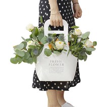 미화부장 크라프트 종이 꽃 화분 식물 선물 포장 가방 백 캐리어, 04 화이트 대, 2개