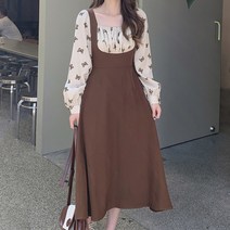 페이퍼먼츠 스퀘어 봄 나비 레이어드 캠퍼스 데일리 원피스 04046