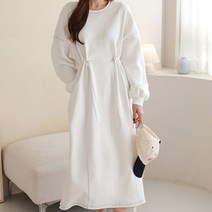 가링 스트링 주름 롱 원피스