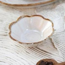 예쁜 꽃모양 초장 간장 쌈장 소스 미니 종지그릇, 화이트, 1개