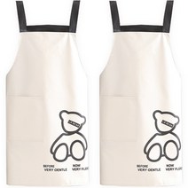 다다 캔버스 미술 주방 전문가용 방수 방유 베어 앞치마 2p, 화이트