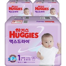 하기스 NEW 맥스드라이 밴드형 기저귀 신생아용 남여공용 1단계(3~4.5kg), 신생아, 204매