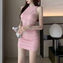 DM 셔링 포인트 나시 H라인 미니 원피스