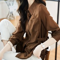 비비에모 여성용 듀프레 카라넥 라인 조절 긴팔 셔츠 04143