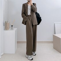 리버블루 여성용 스탠다드 루즈핏 블레이저 자켓 슬랙스 셋업 세트
