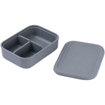 마미스테이블 식품용 실리콘 도시락통 새참 3구 L, 다크그레이, 1개