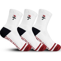 까스텔바작 여성용 길리 골프 양말 쿠션 압박 중목 3켤레 세트 CSW-125, 레드, 3개