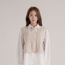 젬블링 여성용 크롭 라운드넥 니트 베스트