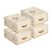 하우스레시피 부직포 플라워 서랍형 정리함, 브라운, 4개