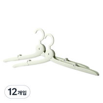 그뤠잇라이프 여행용 휴대용 접이식 옷걸이, 그린, 12개입