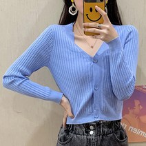 유니제이 여성용 제라스 브이넥 골지 가디건