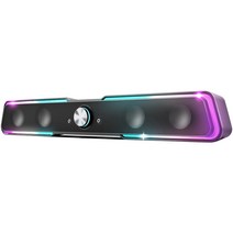 [쿠팡수입] 빅트랙 RGB 레인보우 터치 LED 유선 2채널 게이밍 사운드바 스피커, SB-01, 블랙