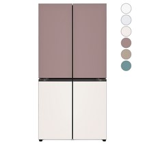 [색상선택형] LG전자 디오스 오브제컬렉션 4도어 냉장고 글라스 875L M873AAA031, M873GKB031S, 클레이핑크(상단), 베이지(하단)