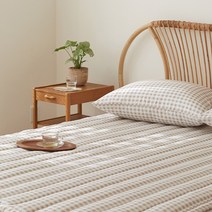 마틸라 콜드썸머 풍기인견 고정밴드 침대패드, 내추럴체크