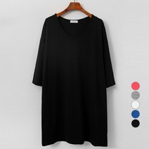 티탁 여성용 빅사이즈 루즈유 브이넥 롱티