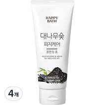 해피바스 대나무숯 흡착 클렌징 폼, 200g, 4개