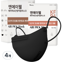에어픽 보건 방역용 마스크 대형 KF94, 4개, 블랙, 25개입
