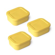 젤리팝 큐브 실리콘 밀폐용기 머스타드 300ml, 3개, 밀폐용기 3개