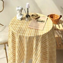 홈카페 빈티지 체크 테이블보 TB007, 옐로우, 100 x 150cm