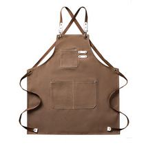 리빙차트 캔버스 프리미엄 3포켓 앞치마, 브라운