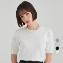 ELLE PARIS 루즈핏 라운드넥 데일리 반팔 니트
