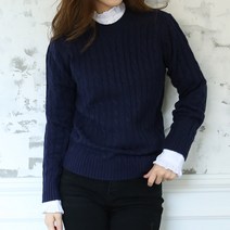 핑예 여성용 꽈배기라운드 니트