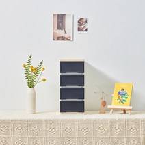 씨밀렉스 래폴드 모듈서랍장 200 슬림 4단 S, 카밍네이처 블랙, 1개
