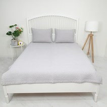 데코그램 헤링본 60수 누빔 피그먼트 침대 이불 패드, 그레이