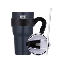 텀스 뉴메가 텀블러 + 손잡이 + 빨대 방수 뚜껑 + 스텐빨대, 네이비, 900ml