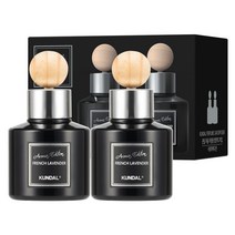 쿤달 퍼퓸 차량용 디퓨저 아로마 에디션 75ml 2개 + 우드볼스틱 2개, 프렌치라벤더향, 1세트
