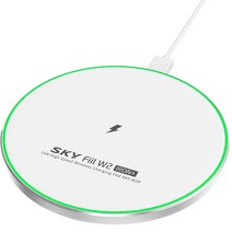 스카이 필 W2 아이언 플러스 고속 무선충전기 패드 SKY-W2P 15W, 화이트 + 실버, 1개
