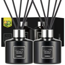 쿤달 퍼퓸 디퓨저 아로마 에디션 200ml 2개 + 섬유스틱 10개, 1세트, 라임바질앤만다린향