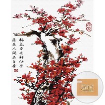 아트조이 DIY 명화 그리기 세트 40 x 50 cm 세로형, 붉은 매화
