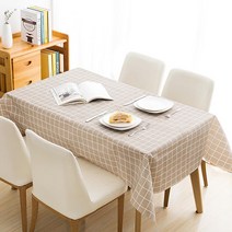 더자카 심플 패턴 방수 테이블보 5p, 카키, L