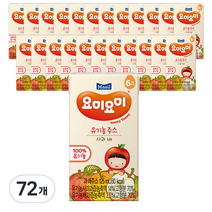 매일유업 요미요미 유기농 주스, 사과배, 125ml, 72개