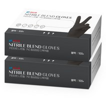 키친아트 니트릴 PVC 다목적용 합성장갑 블랙 M, 2개, 100개