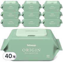 베베숲 유아용 오리진 물티슈 캡형, 100매, 40개
