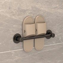 무타공마켓 접착식 모던 슬리퍼 실내화 욕실화 거치대 걸이 30cm, 블랙, 1개