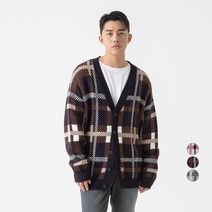 캐럿 남성 체크 가디건 스웨터