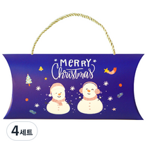 도나앤데코 크리스마스 선물포장 가로형 손잡이 오목상자 10p + 골드끈 10p, 푸른밤 별빛 눈사람, 4세트
