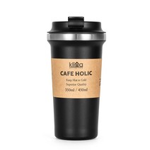클리나 카페홀릭 보온 보냉 진공 스텐 텀블러, 블랙, 450ml