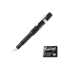 카웨코 스포츠 스카이 만년필 + 잉크카트리지 6p 세트, EF, 그레이(만년필), 블랙(카트리지)