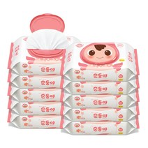 순둥이 베이직 무향 엠보싱 유아물티슈 캡형 55gsm, 80매입, 10개