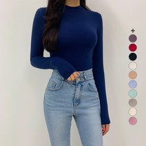 투데이앤룩 여성용 데일리 슬림 스판 긴팔 티셔츠